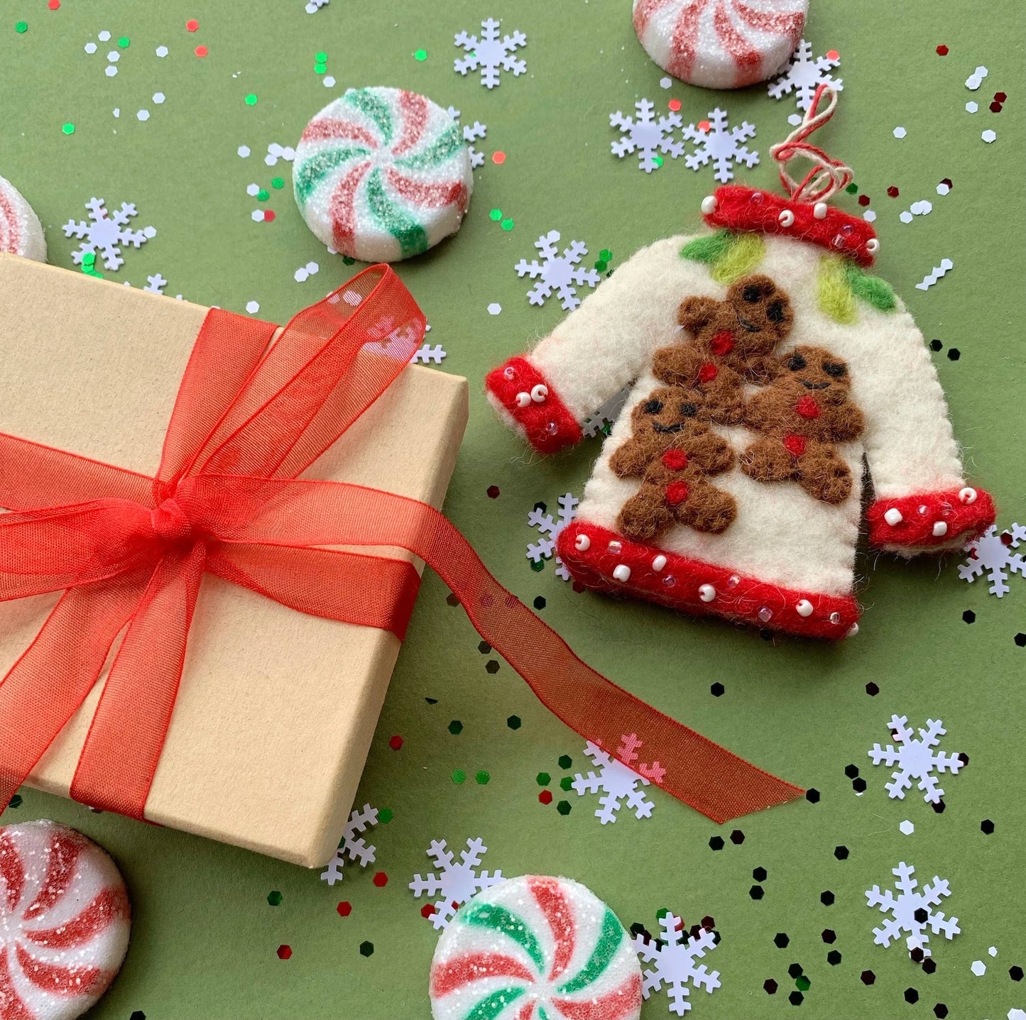 Ugly Christmas Sweater Felt Wool Ornament Bundle