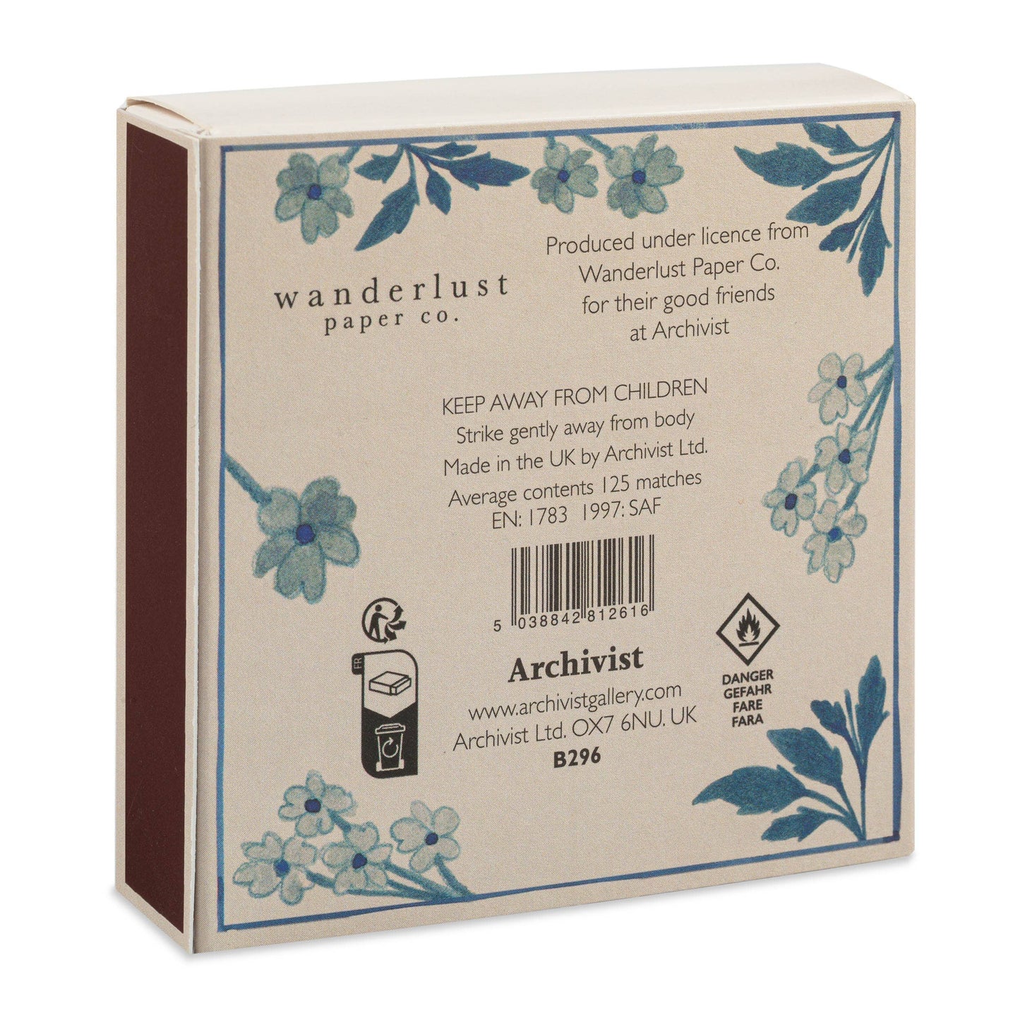 Blue Floral | Square - Safety Matches