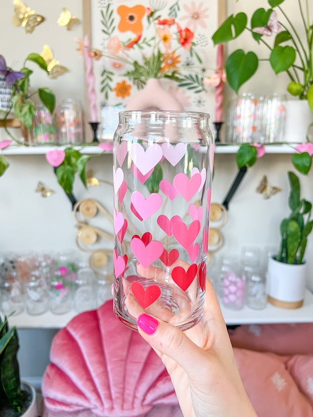 20oz Red Hearts Glass