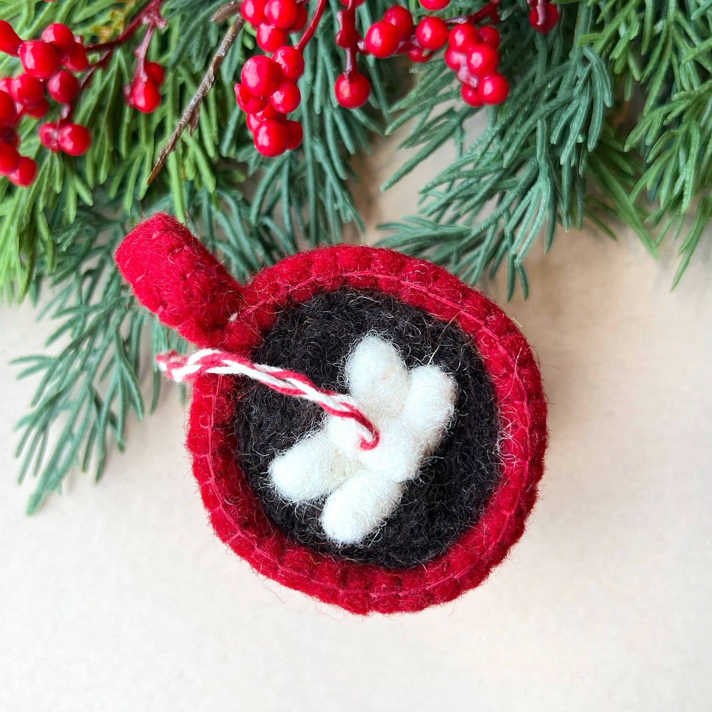 Hot Chocolate Felt Wool Christmas Ornament